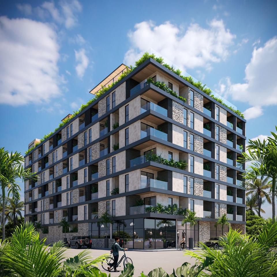 Preventa de estudio en desarrollo Terra, Playa del Carmen Centro. Vista al mar, llave en mano, entrega diciembre 2027. Amenidades de lujo y administración condo-hotelera opcional.