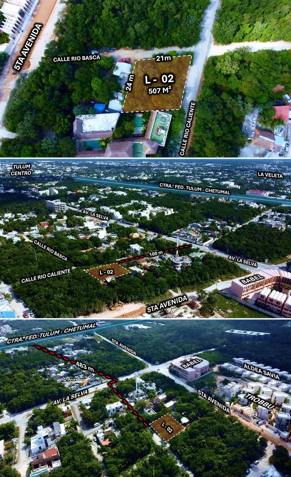 Lote en venta de 507 m2 ubicado en Avenida La Selva, MZA 528, Tulum. Precio de $3,050,000 MXN con ubicación y documentación disponible.