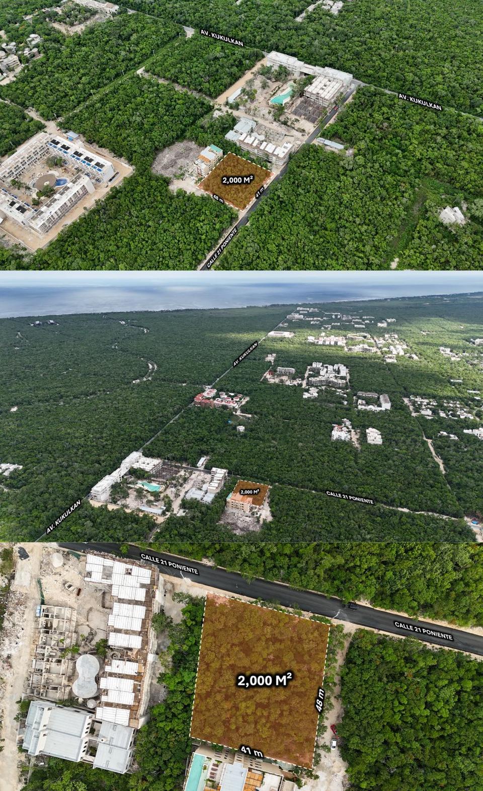 Terreno de 1,998 m² en Región 15, Tulum. Densidad H2, ubicado a 150m de Av. Kukulkán y cercano al mar. Ideal para desarrollo residencial.