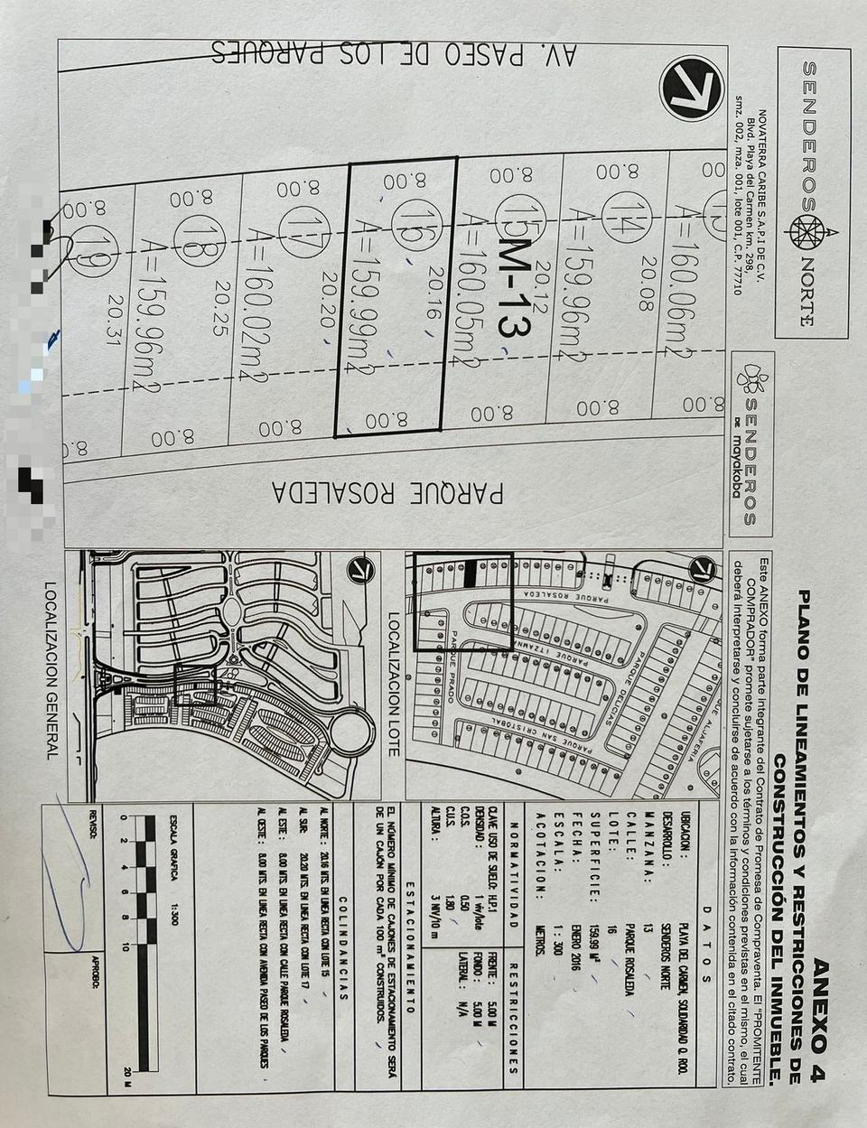 Oportunidad de venta de terreno escriturado de 160 m2 con excelente ubicación en Senderos Norte Mayakoba, Playa del Carmen. Precio reducido a $1,390,000 MXN.
