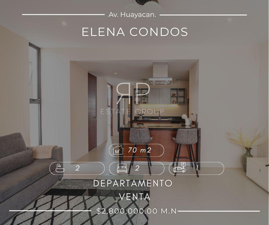 Departamento en venta ubicado en el desarrollo Elena sobre Av. Huayacán, Cancún. Precio de salida $2,800,000.00 M.N.