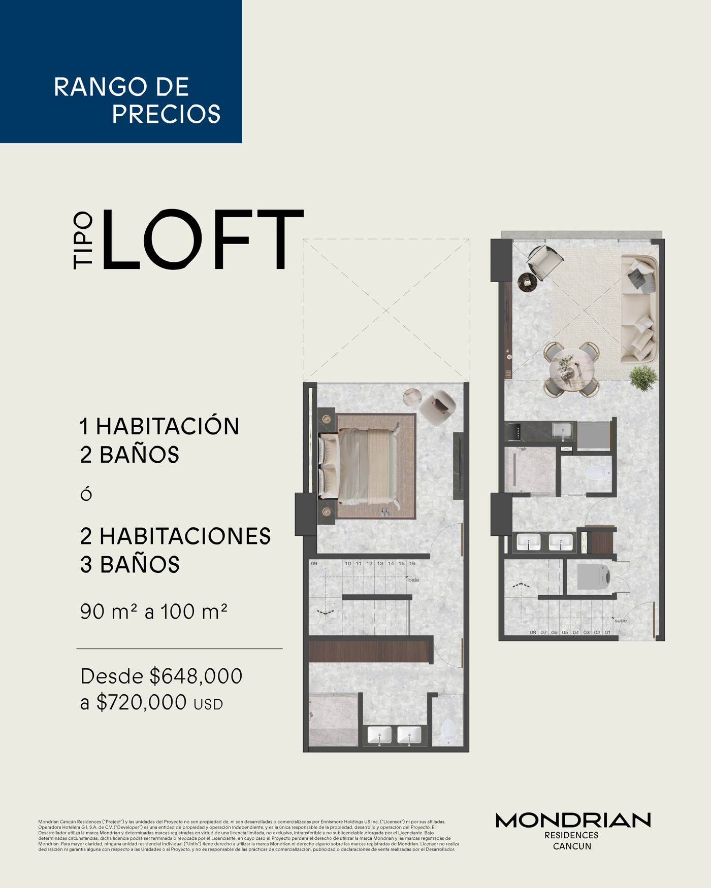 Loft A y Loft B (dos niveles)