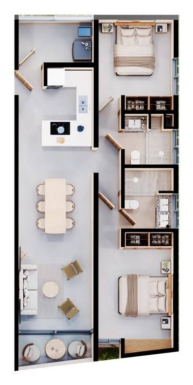 Departamento 2 recámaras + flex, 2.5 baños